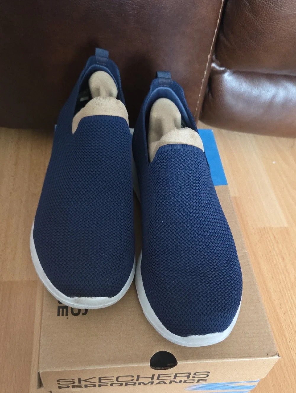 Skechers Men's Navy Slip-On Mesh Athletic Sneakers Go Walk Max Ortholite 9.5